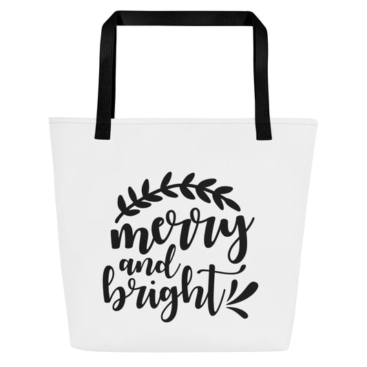 Merry and Bright All-Over Print Large Tote Bag