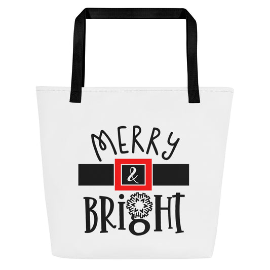 Merry and Bright All-Over Print Large Tote Bag