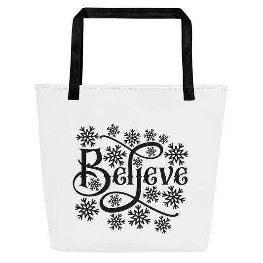 Believe All-Over Print Large Tote Bag