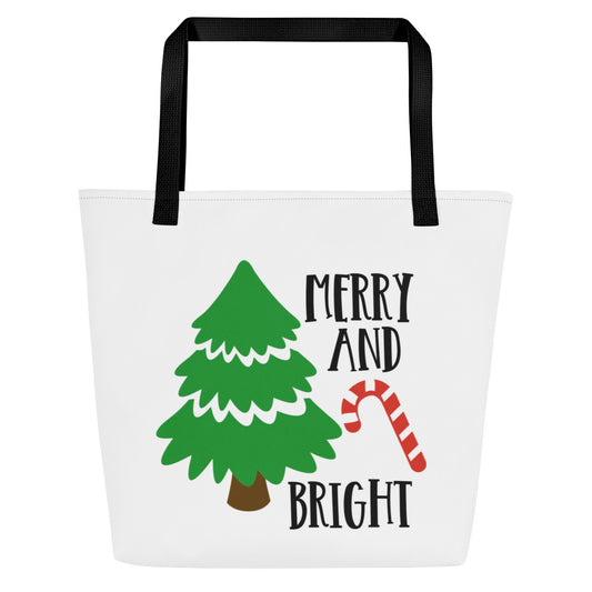 Merry and Bright All-Over Print Large Tote Bag