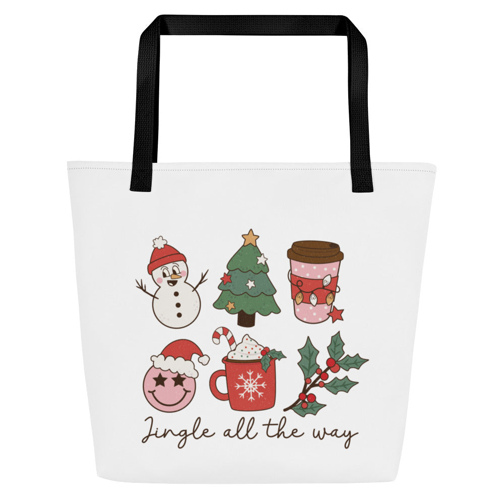 Jingle All the Way All-Over Print Large Tote Bag