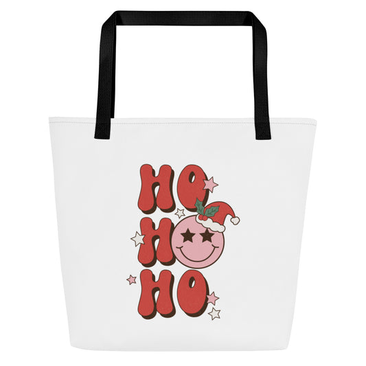 Ho Ho Ho All-Over Print Large Tote Bag