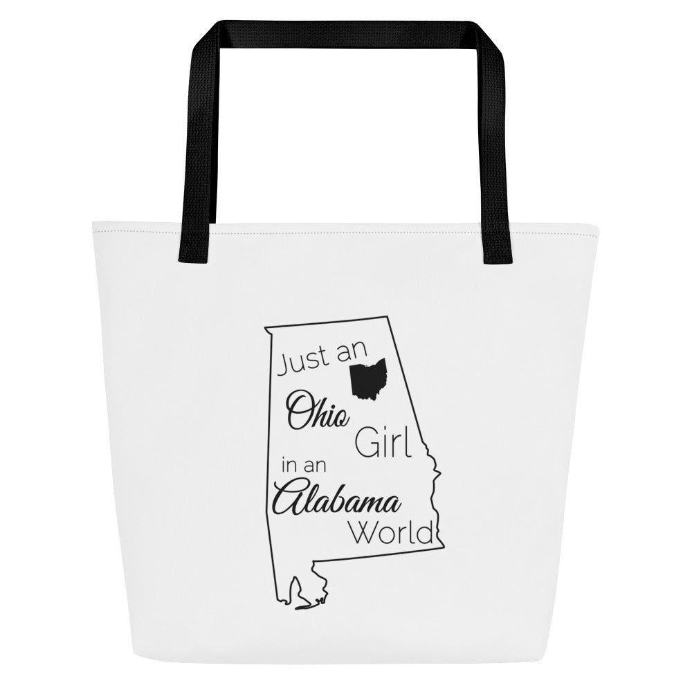 Just an Ohio Girl in an Alabama World Large Tote Bag