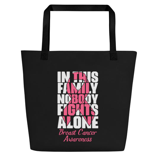 In This Family Nobody Fights Alone All-Over Print Large Tote Bag