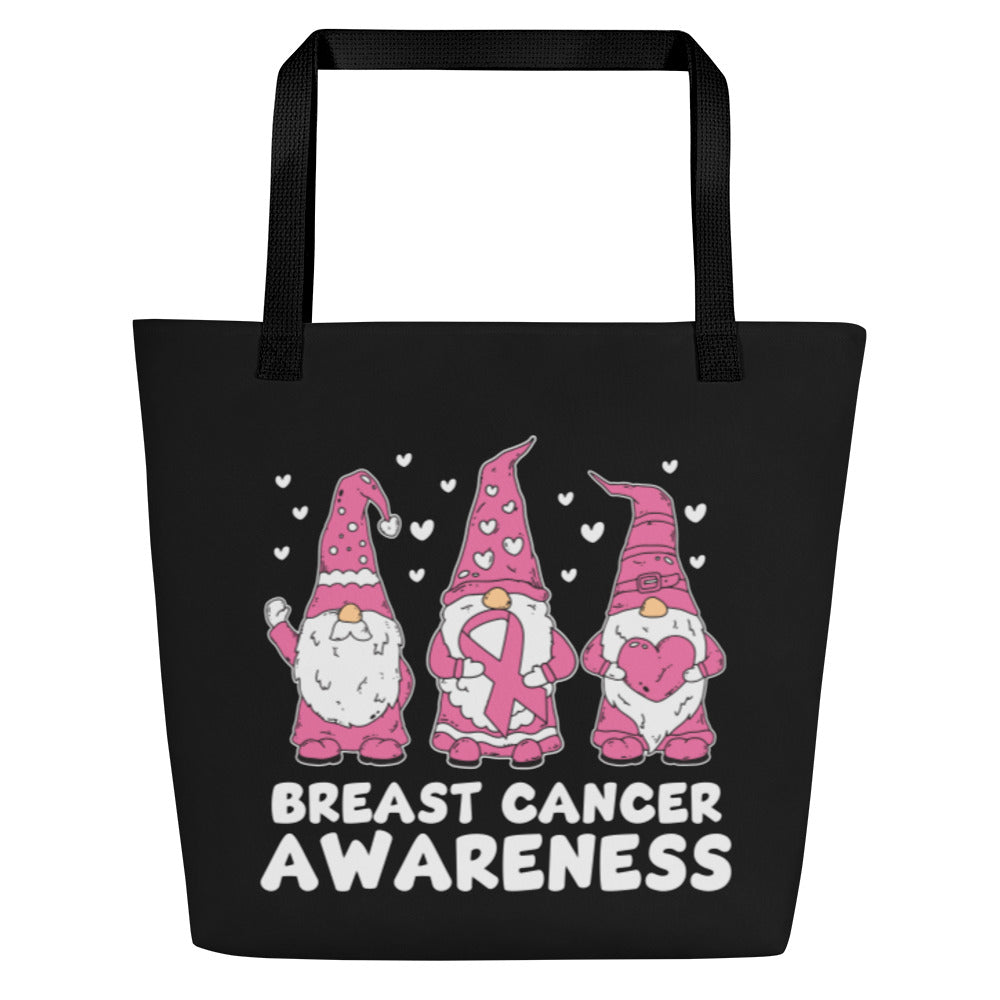 Breast Cancer Awareness Gnomes All-Over Print Large Tote Bag