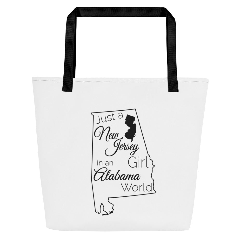 Just a New Jersey Girl in an Alabama World Large Tote Bag