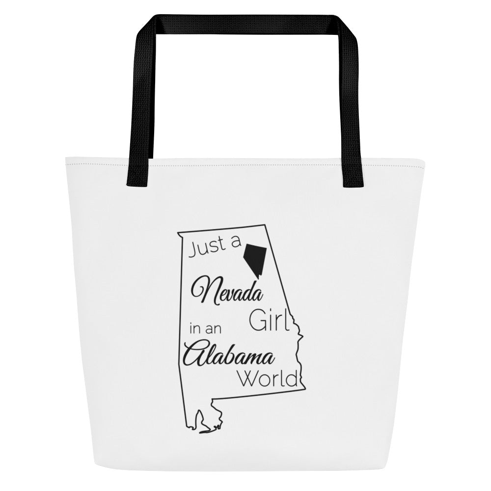 Just a Nevada Girl in an Alabama World Large Tote Bag