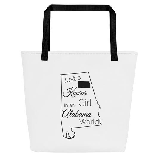 Just a Kansas Girl in an Alabama World Large Tote Bag