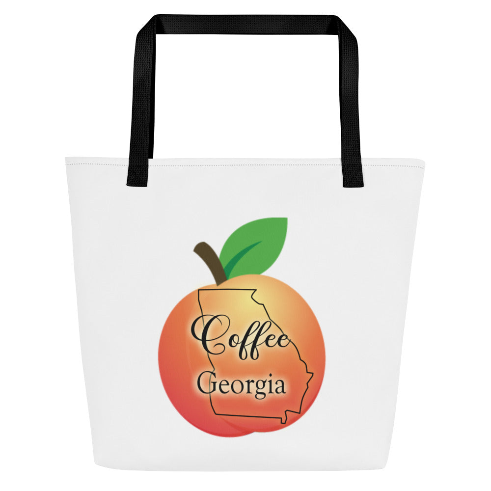 Coffee Georgia All-Over Print Large Tote Bag