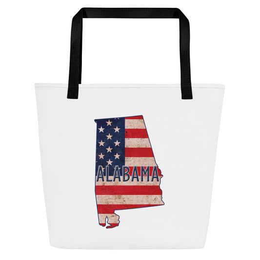 Alabama US Flag Large Tote Bag