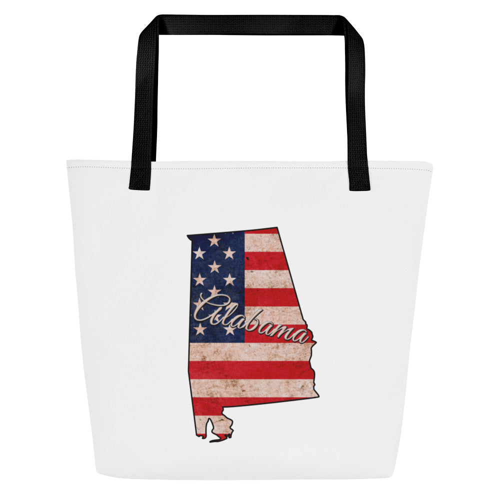 Alabama US Flag Large Tote Bag