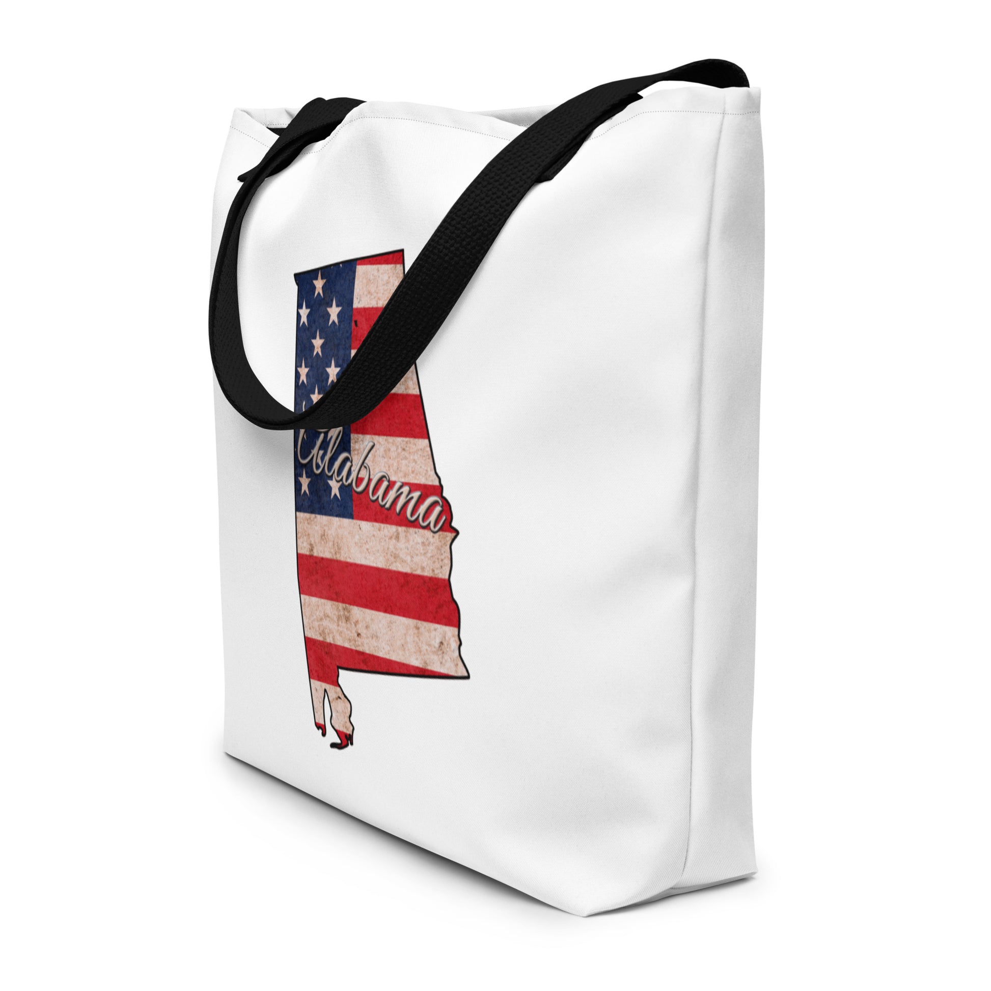 Alabama US Flag Large Tote Bag