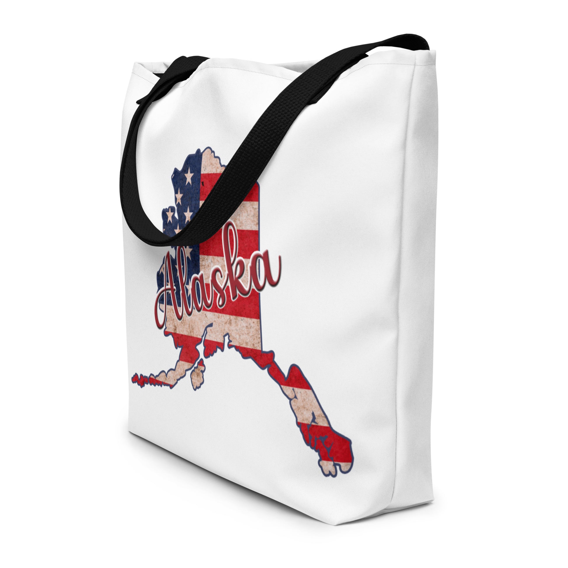 Alaska on US Flag Large Tote Bag