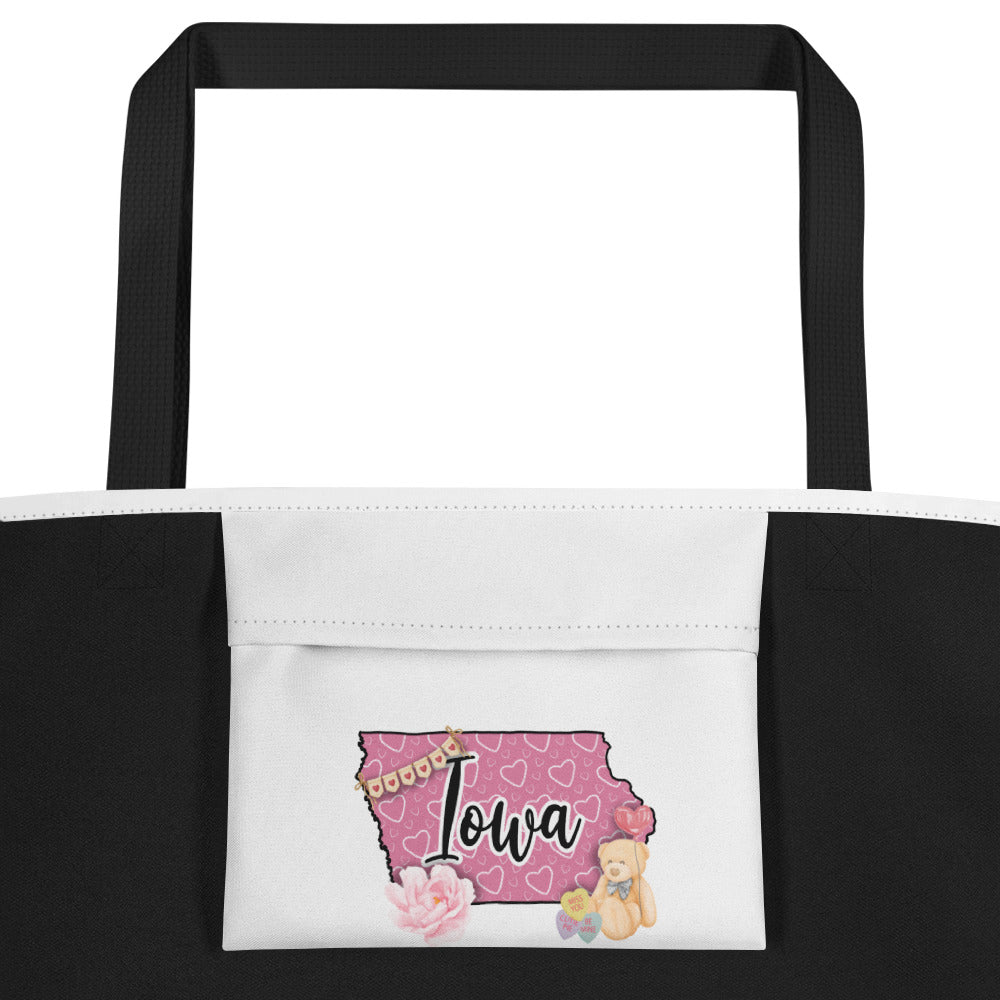 Iowa Valentine All-Over Print Large Tote Bag
