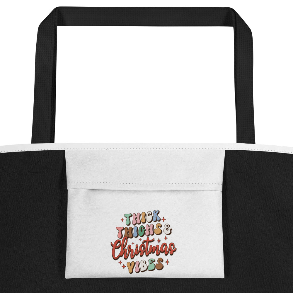 Thick Thighs Christmas Vibes All-Over Print Large Tote Bag
