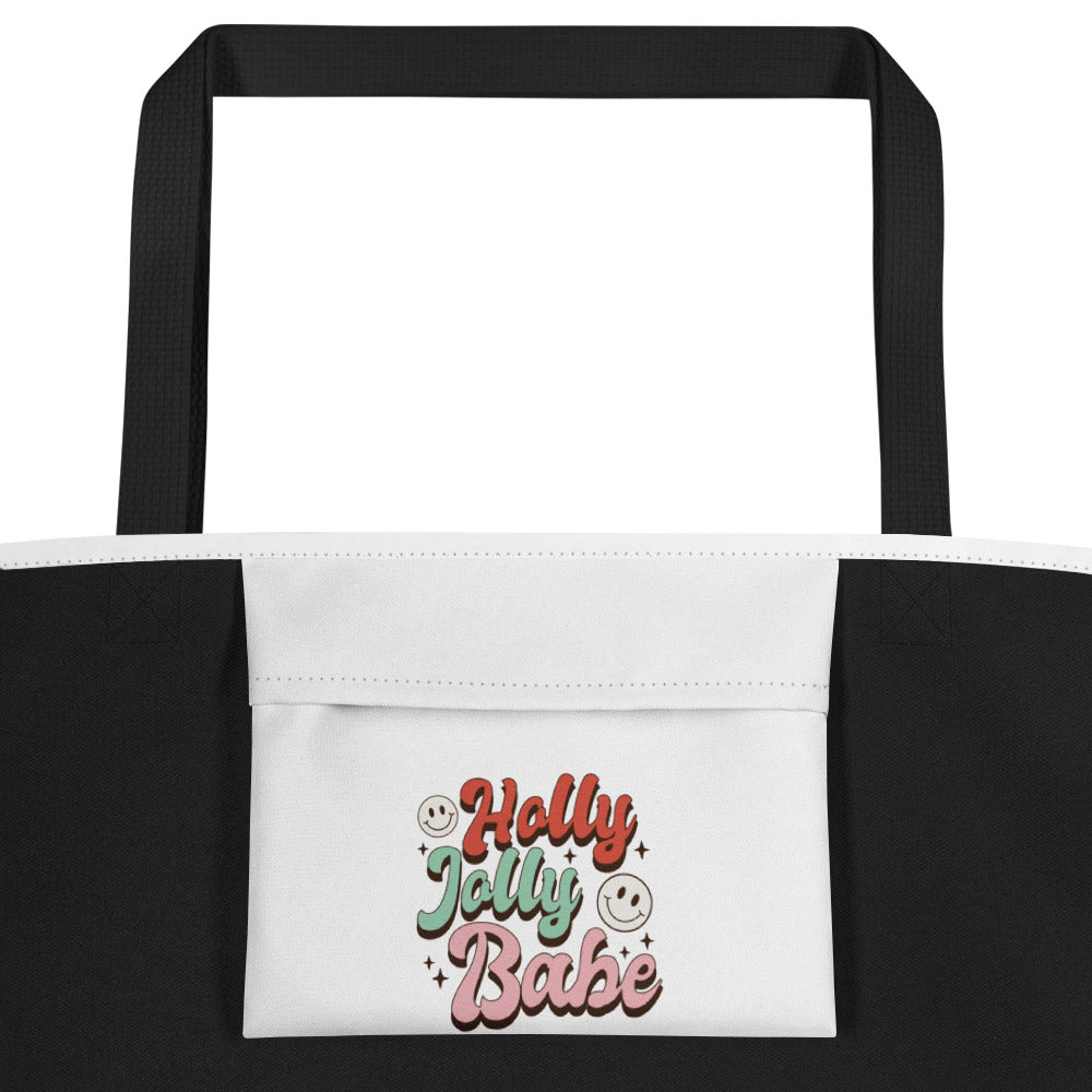 Holly Jolly Babe All-Over Print Large Tote Bag