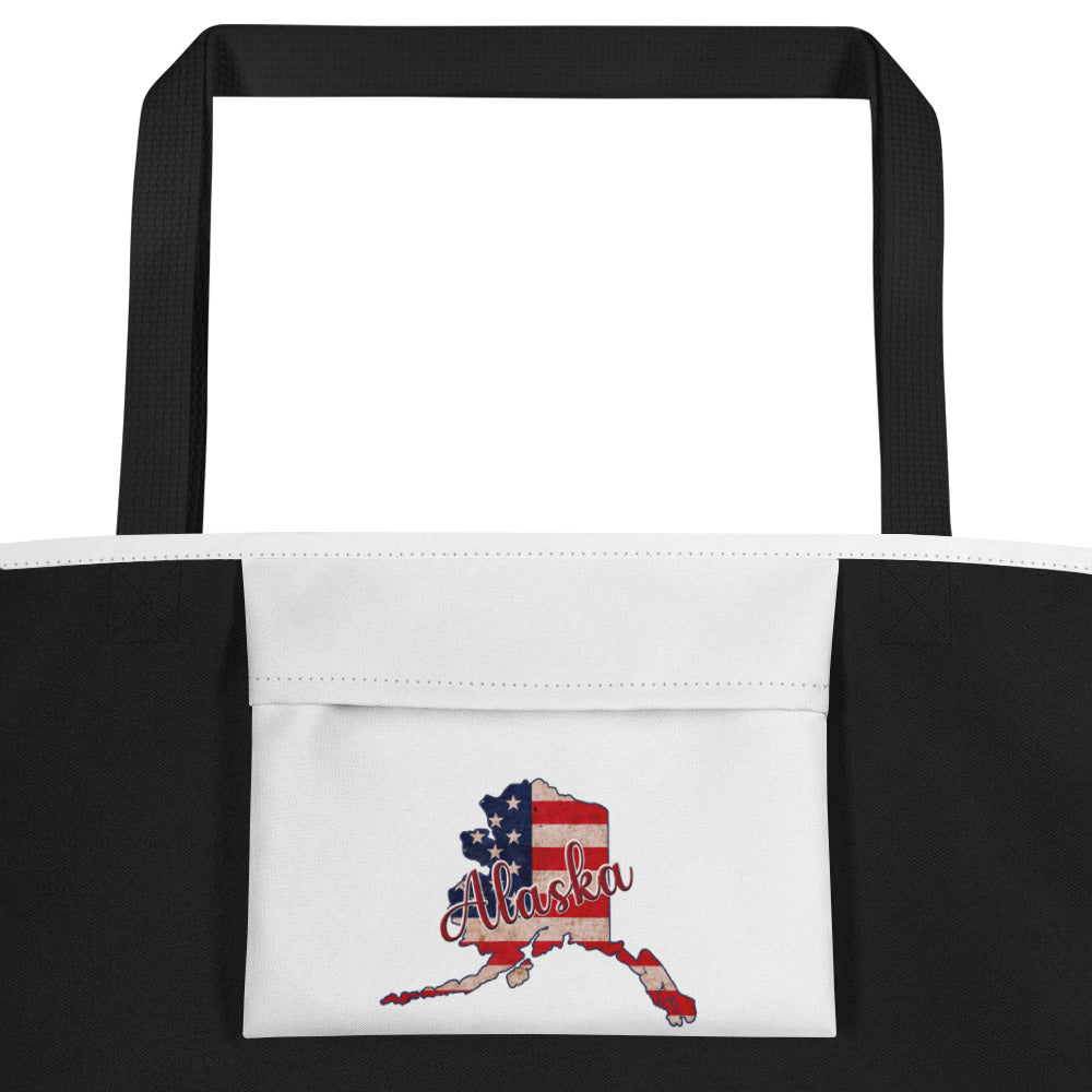 Alaska on US Flag Large Tote Bag