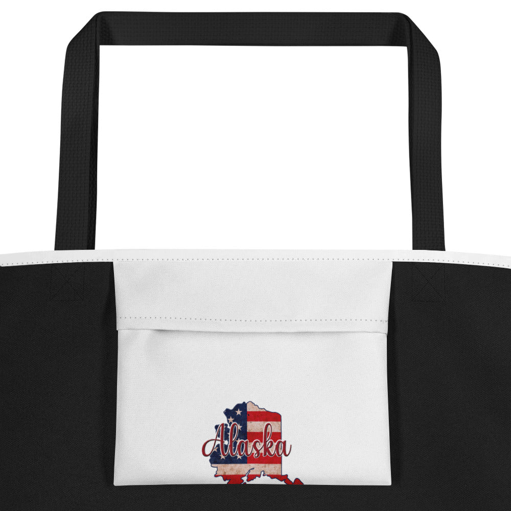 Alaska on US Flag Large Tote Bag