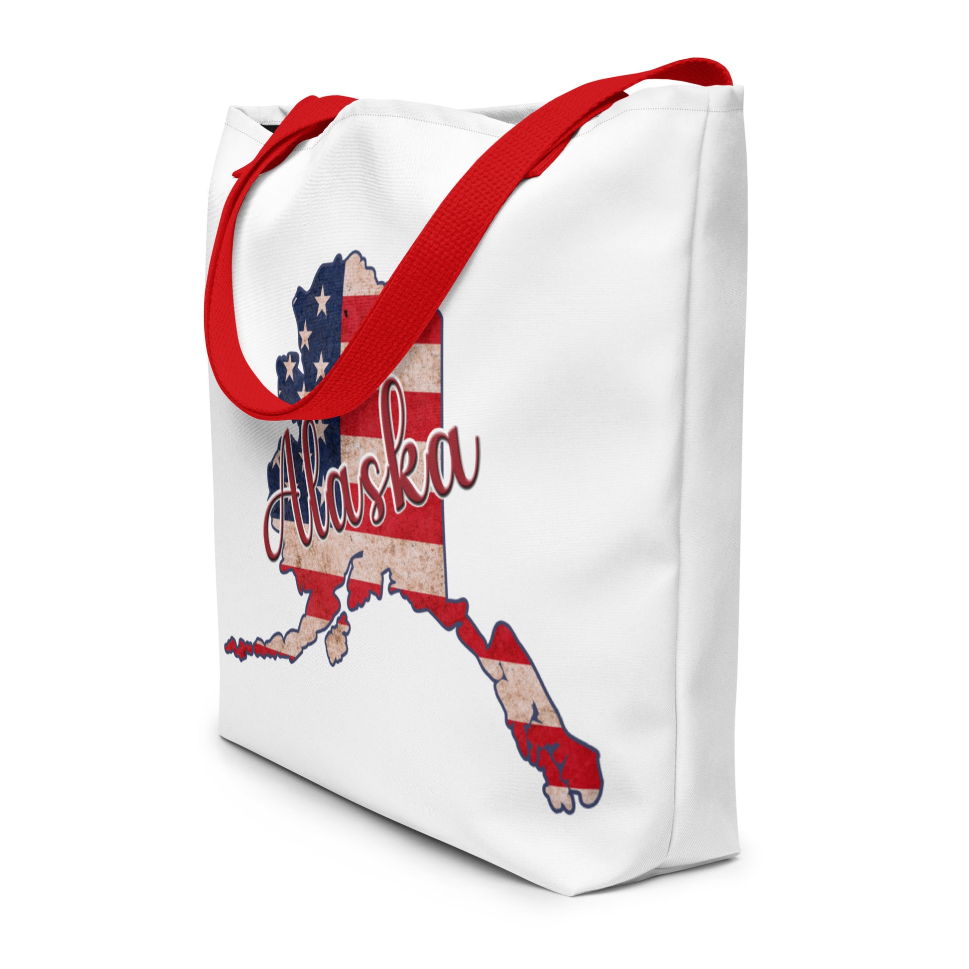 Alaska on US Flag Large Tote Bag