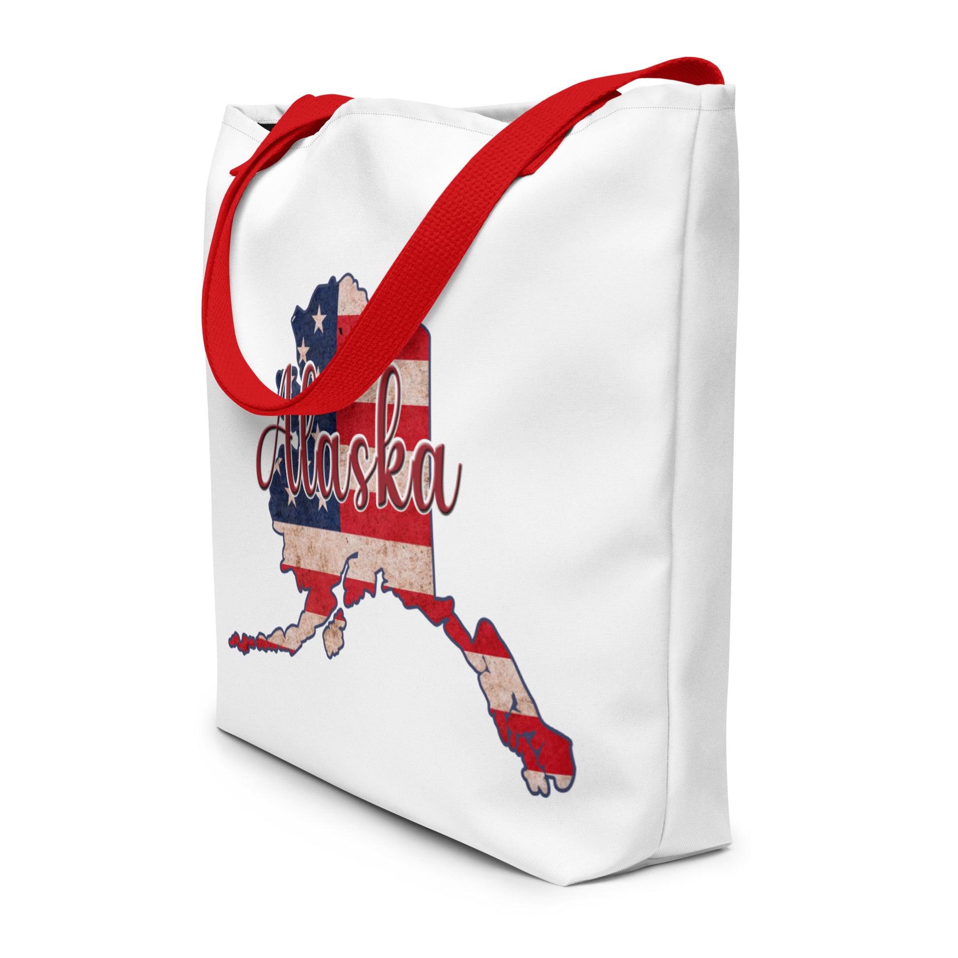 Alaska on US Flag Large Tote Bag