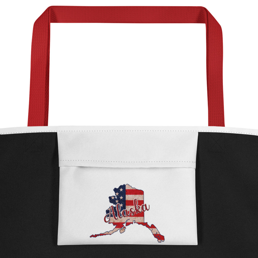 Alaska on US Flag Large Tote Bag