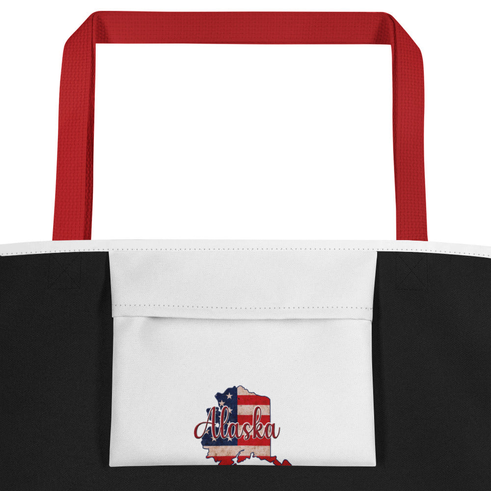 Alaska on US Flag Large Tote Bag