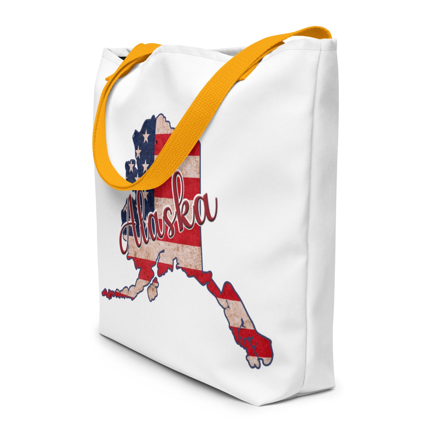 Alaska on US Flag Large Tote Bag