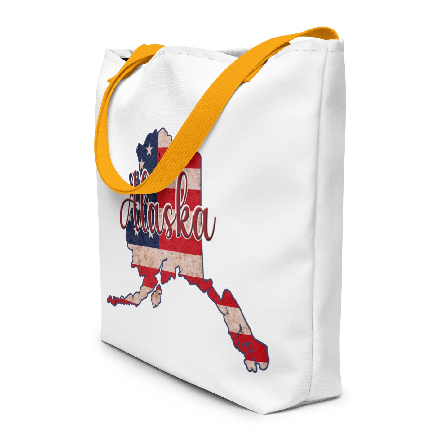 Alaska on US Flag Large Tote Bag