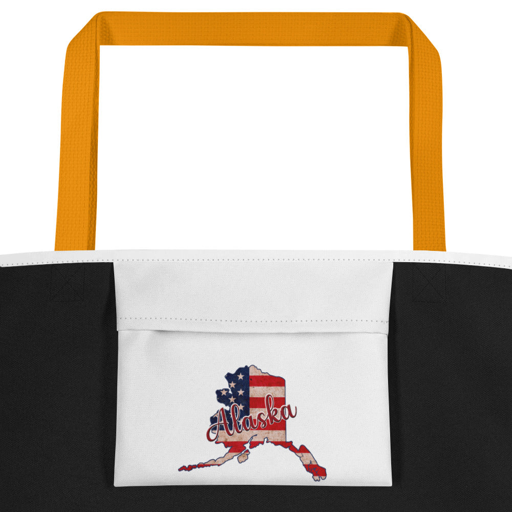 Alaska on US Flag Large Tote Bag