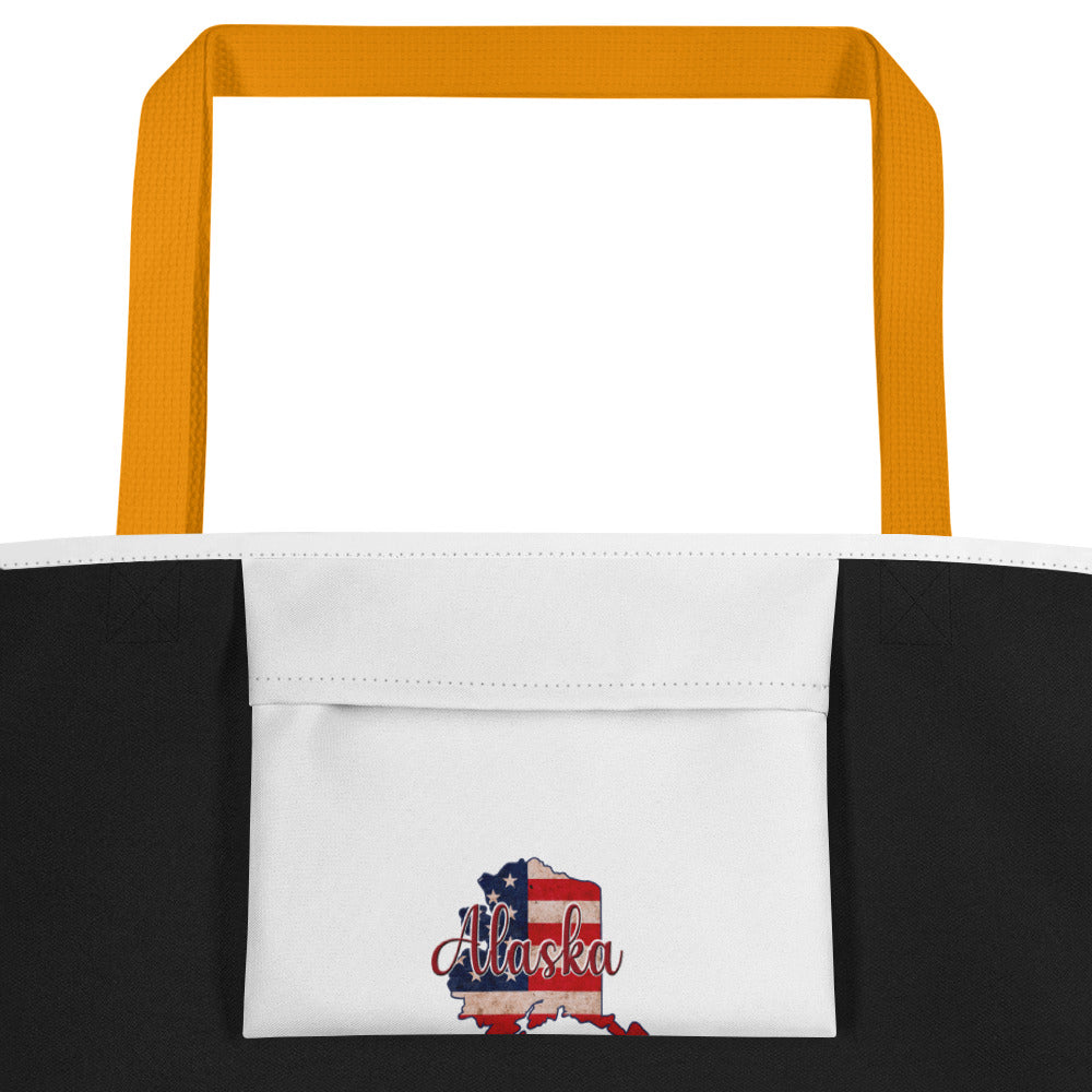 Alaska on US Flag Large Tote Bag