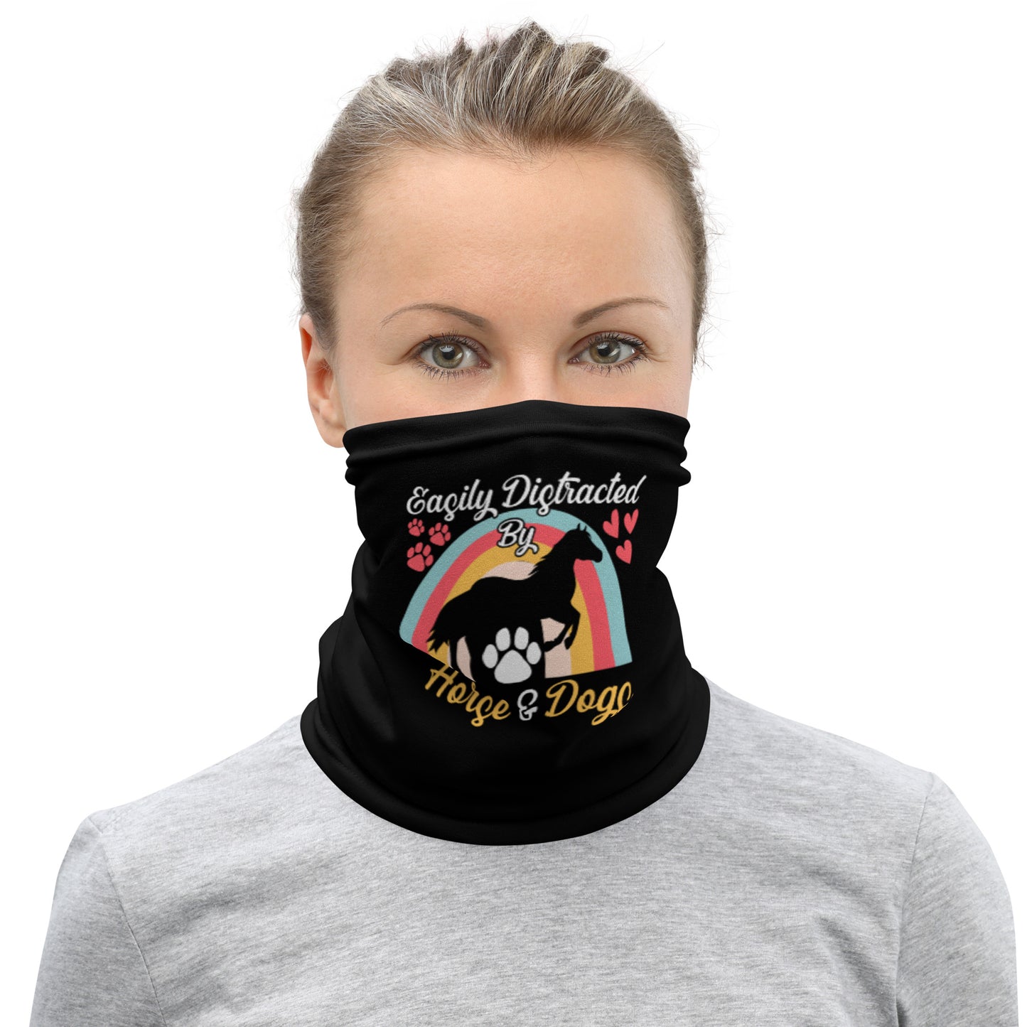 Easily Distracted by Horse & Dogs Neck Gaiter