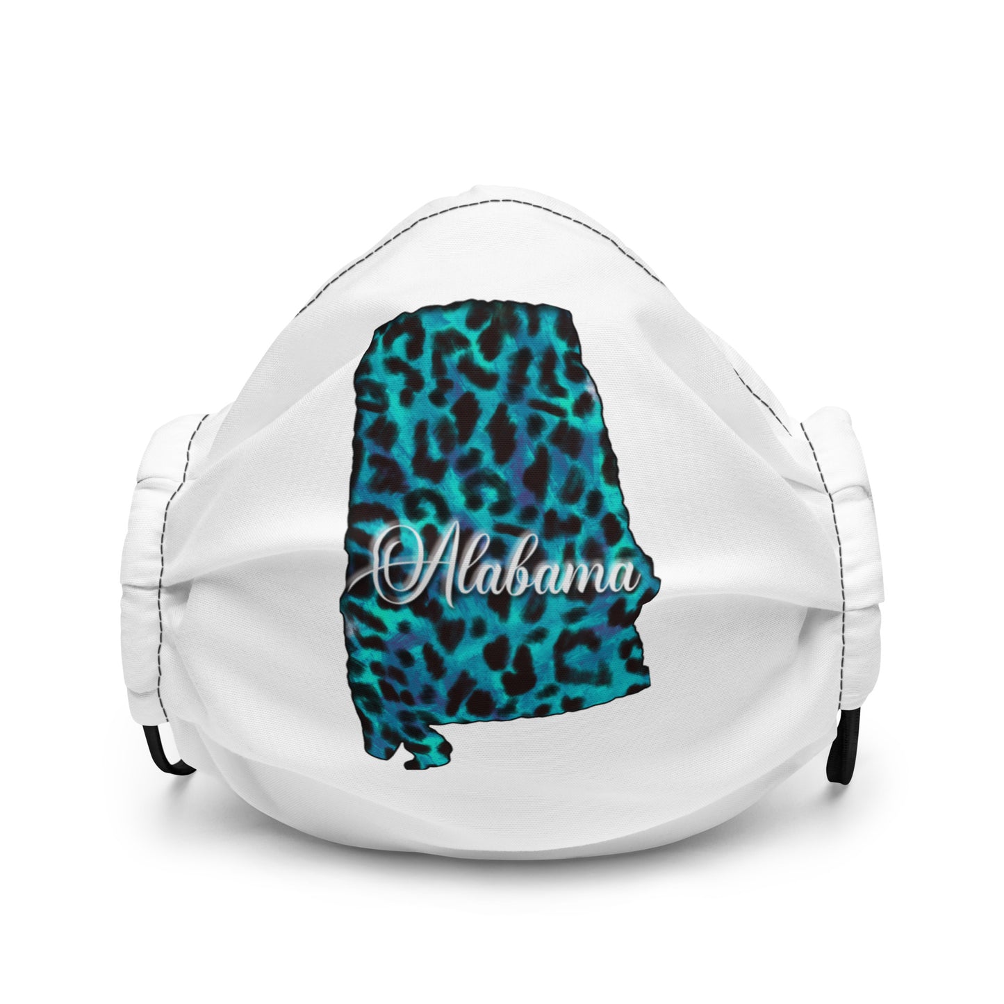 Alabama Blue Leopard Print Premium Face Mask