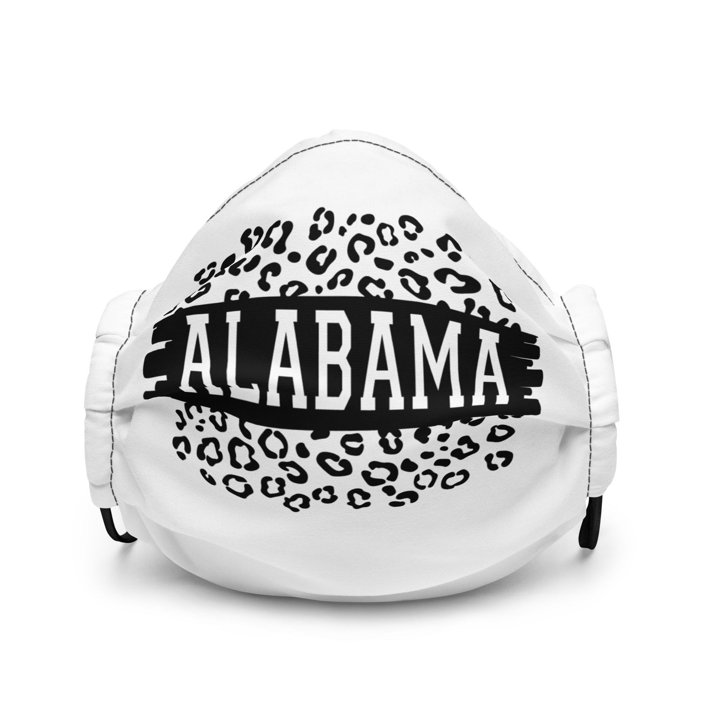 Alabama Black on Leopard Print Premium Face Mask
