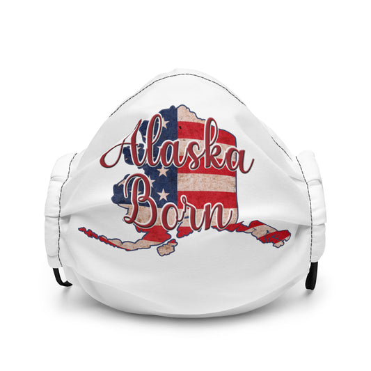Alaska Born US Flag Premium Face Mask