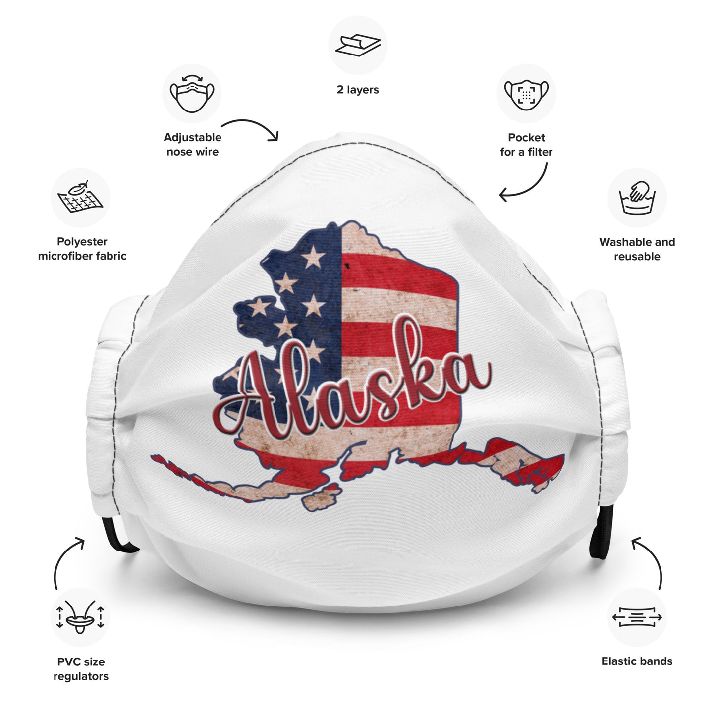 Alaska US Flag Premium Face Mask