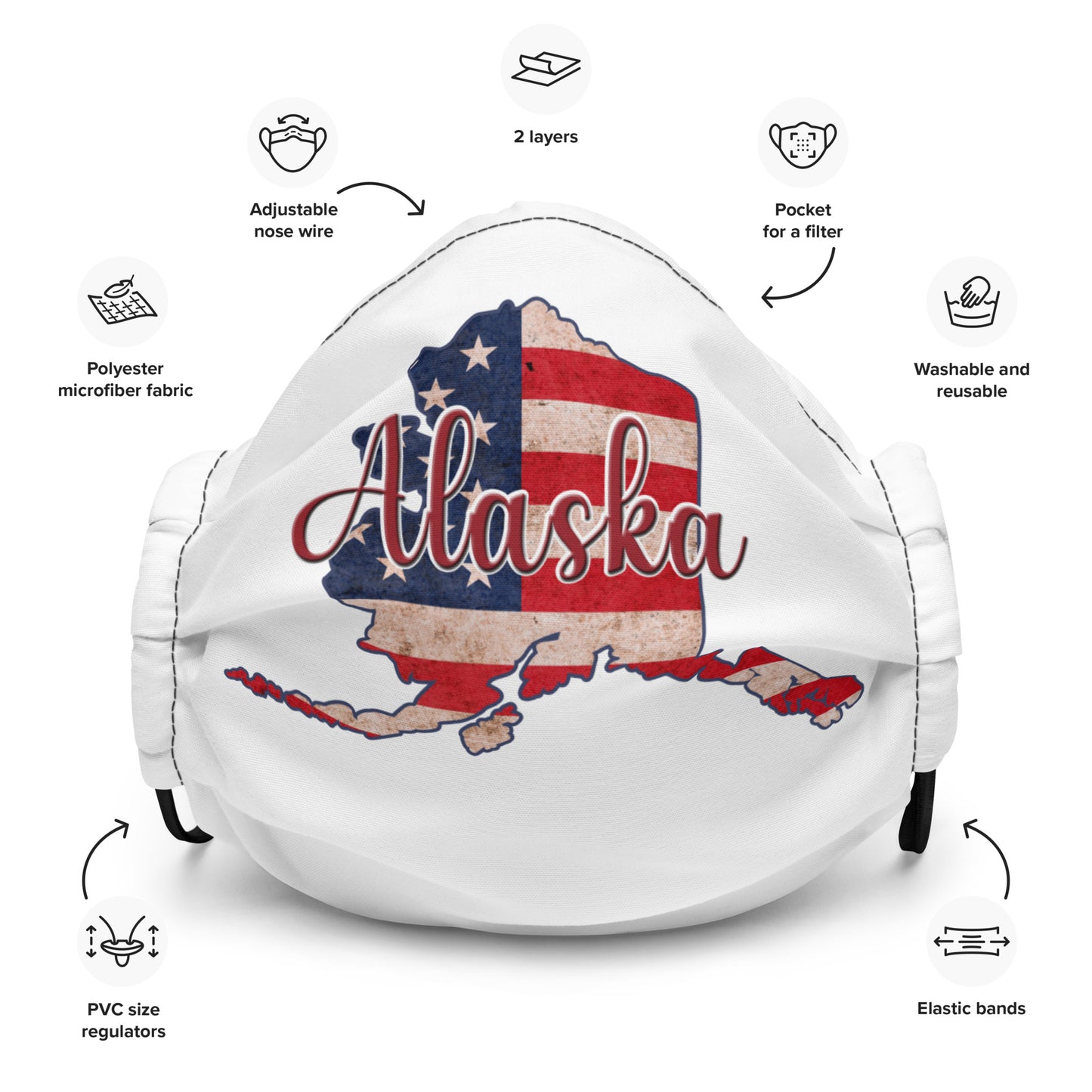 Alaska US Flag Premium Face Mask