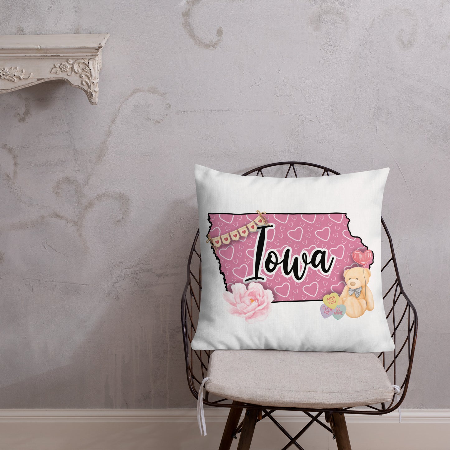 Iowa Valentine Throw Pillow