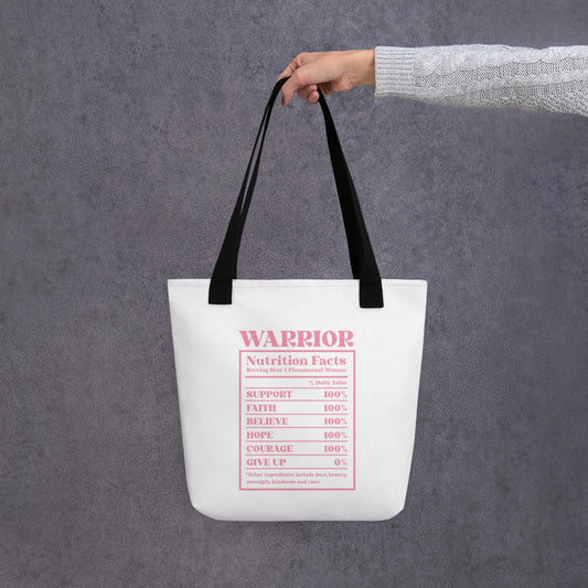 Warrior Nutrition Facts Breast Cancer Awareness Tote bag