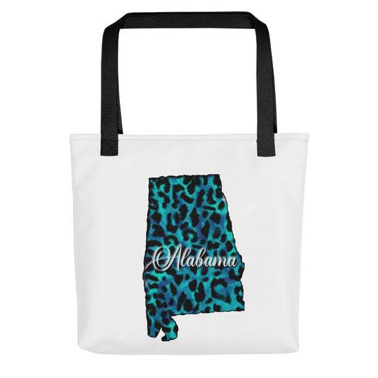 Alabama Blue Leopard Print Tote Bag