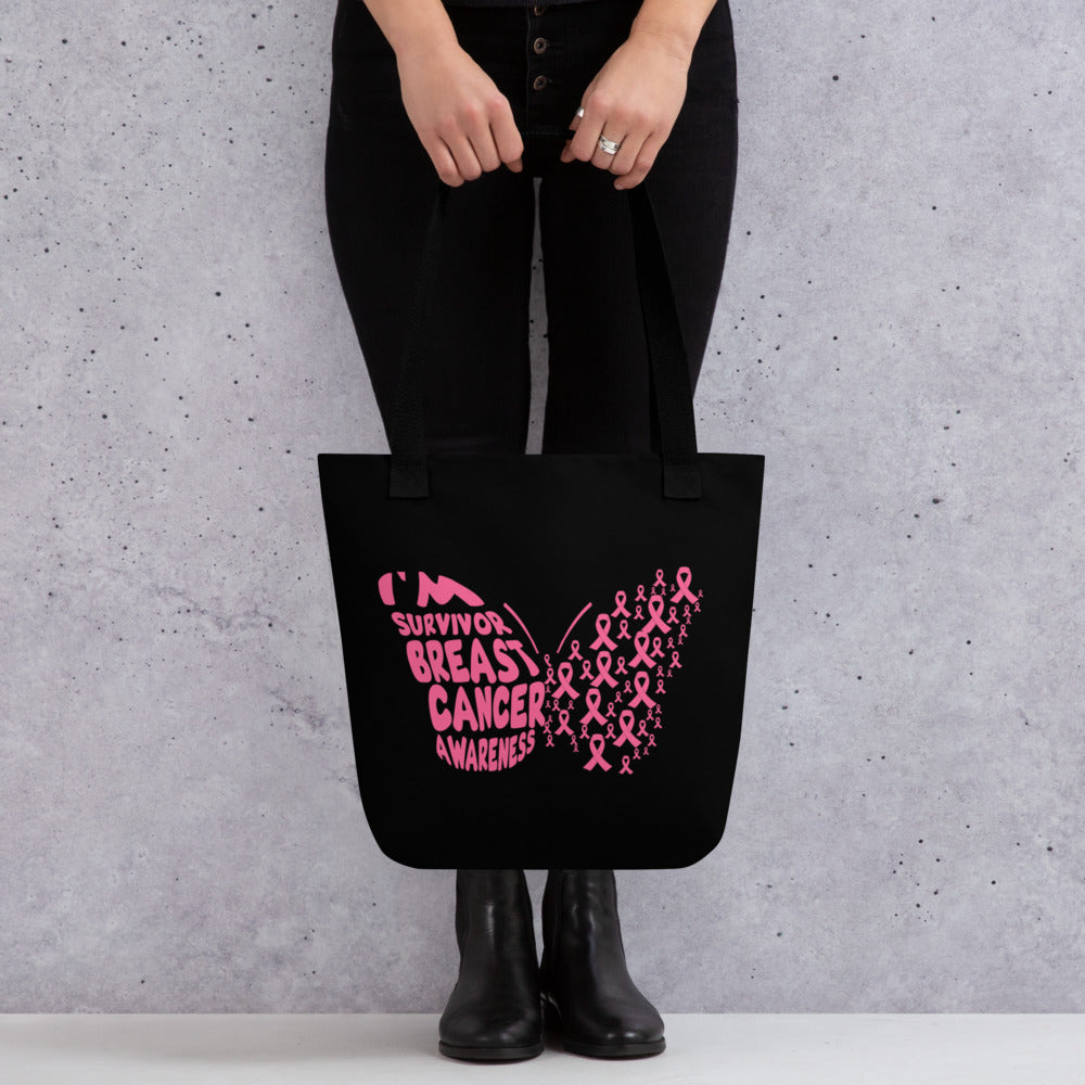 Breast Cancer Butterfly Tote bag