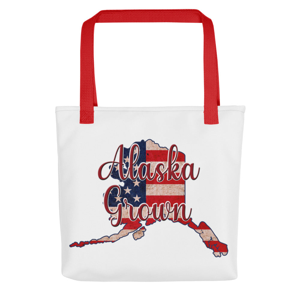 Alaska Grown US Flag Tote Bag