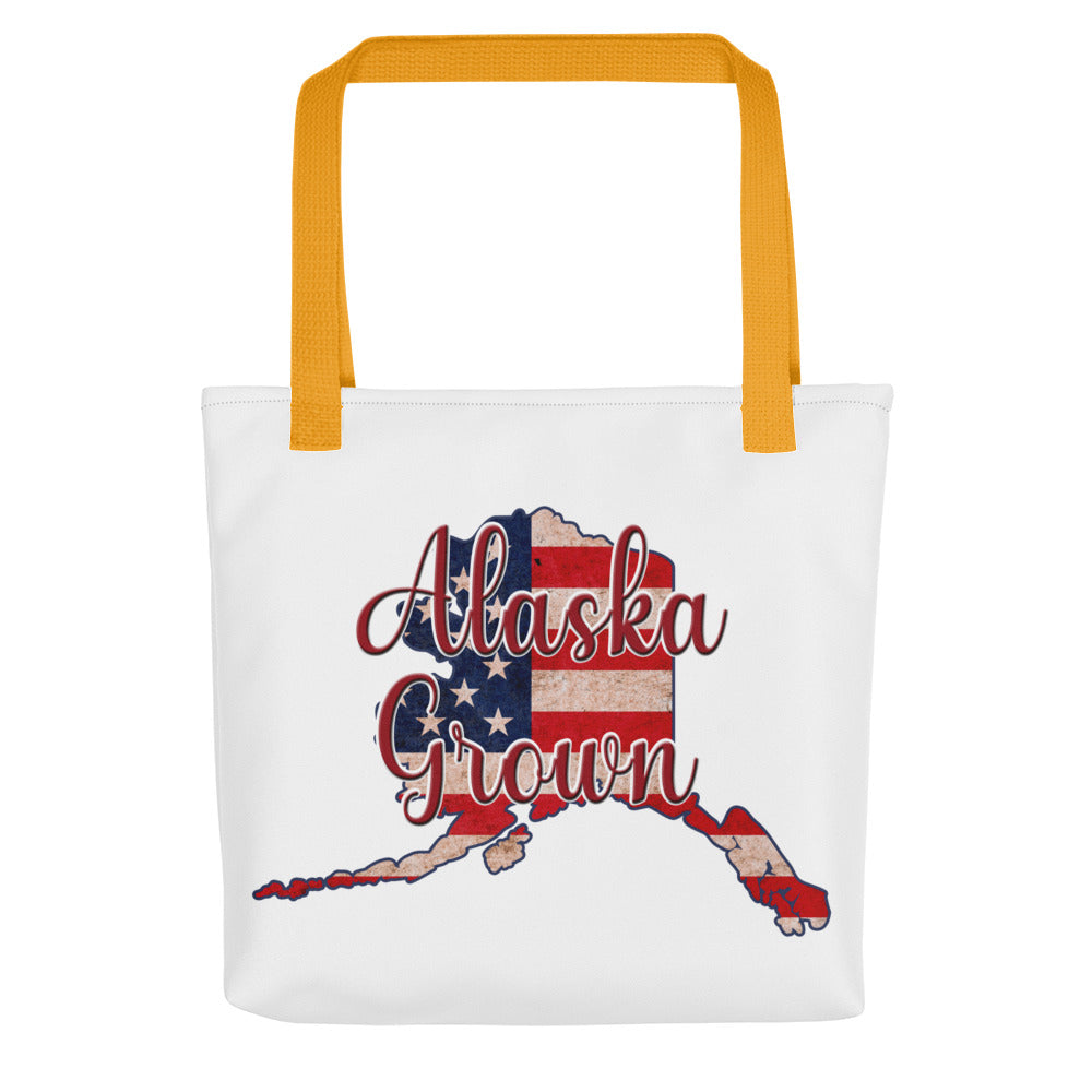 Alaska Grown US Flag Tote Bag