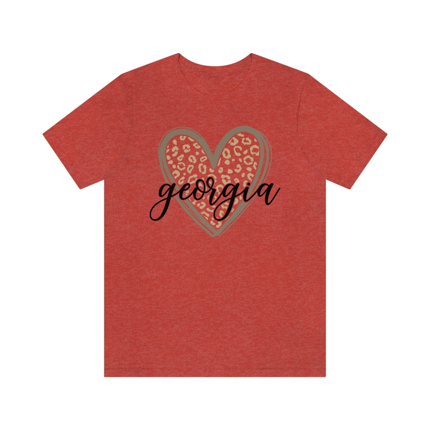 Georgia Gold Leopard Heart Black Script Short Sleeve T-shirt