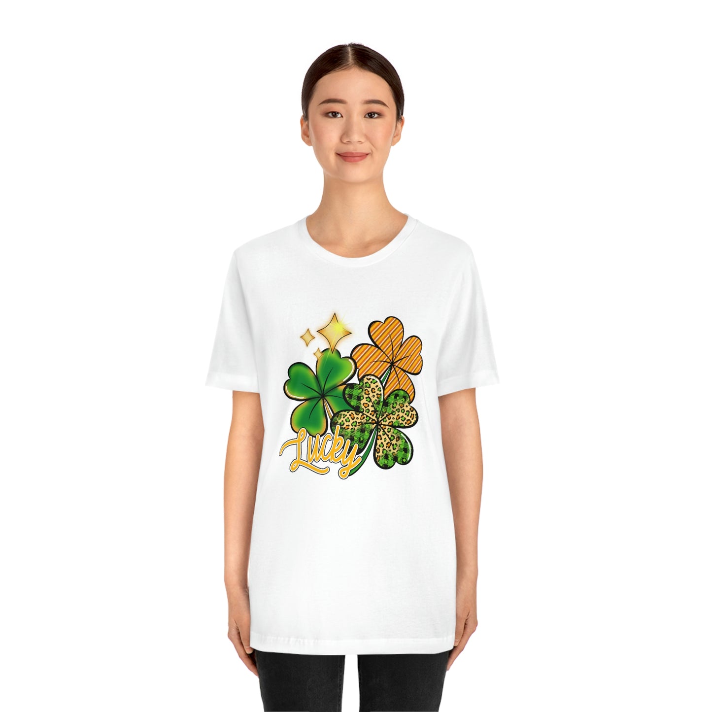 Lucky Shamrock Four Leaf Clover St. Patrick's Day Unisex Jersey Short Sleeve Tee