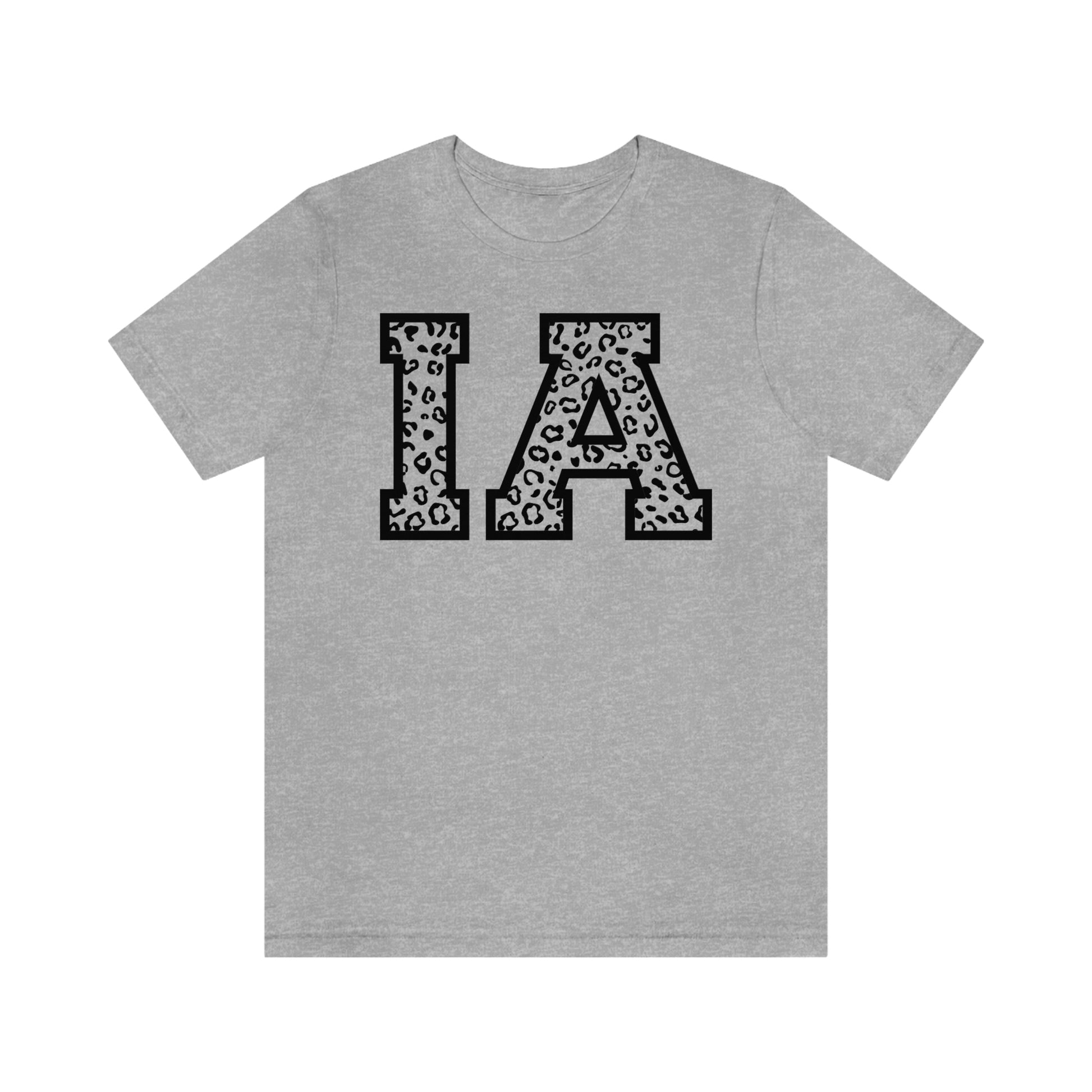 Iowa IA Leopard Print Letters Short Sleeve T-shirt