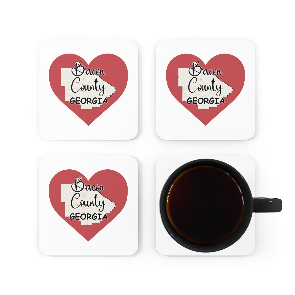 Bacon County Georgia Corkwood Coaster Set