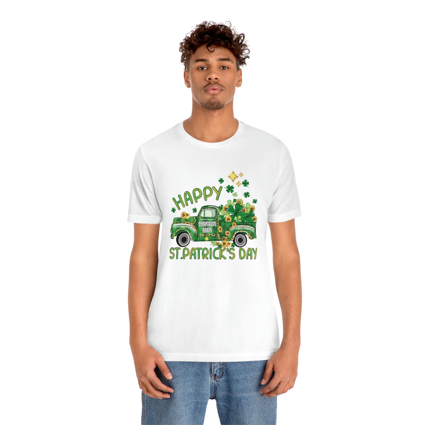 Happy St. Patrick's Day Shamrock Farms Truck Unisex Jersey Short Sleeve Tee