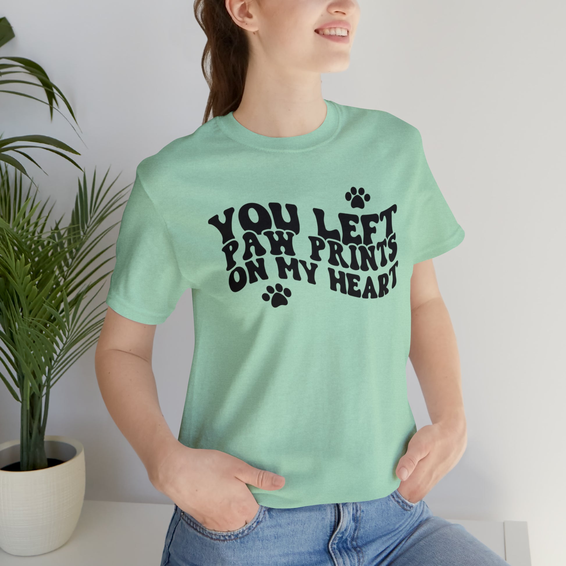 You Left Your Paw Prints On My Heart Cat Short Sleeve T-shirt