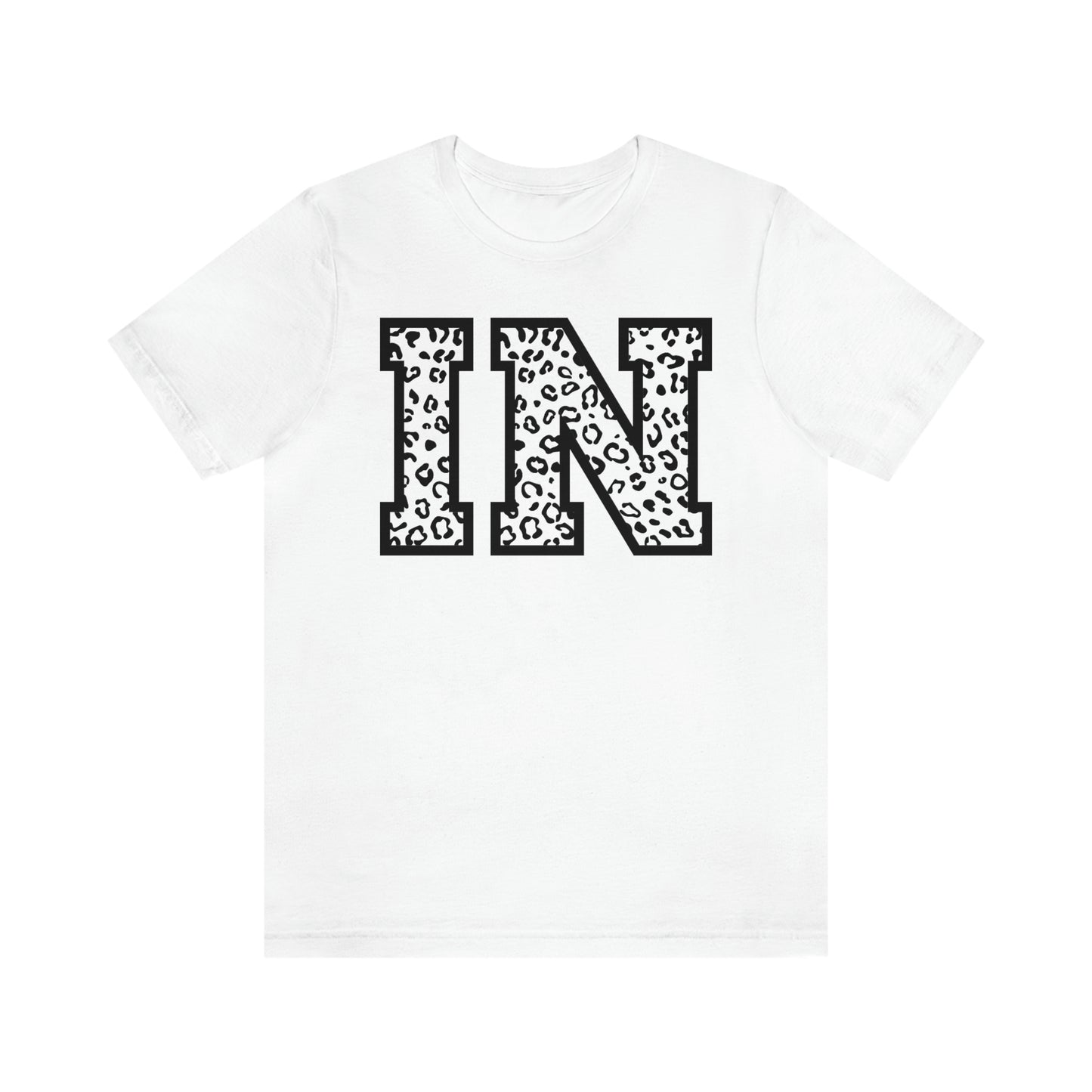 Indiana IN Leopard Print Letters Short Sleeve T-shirt