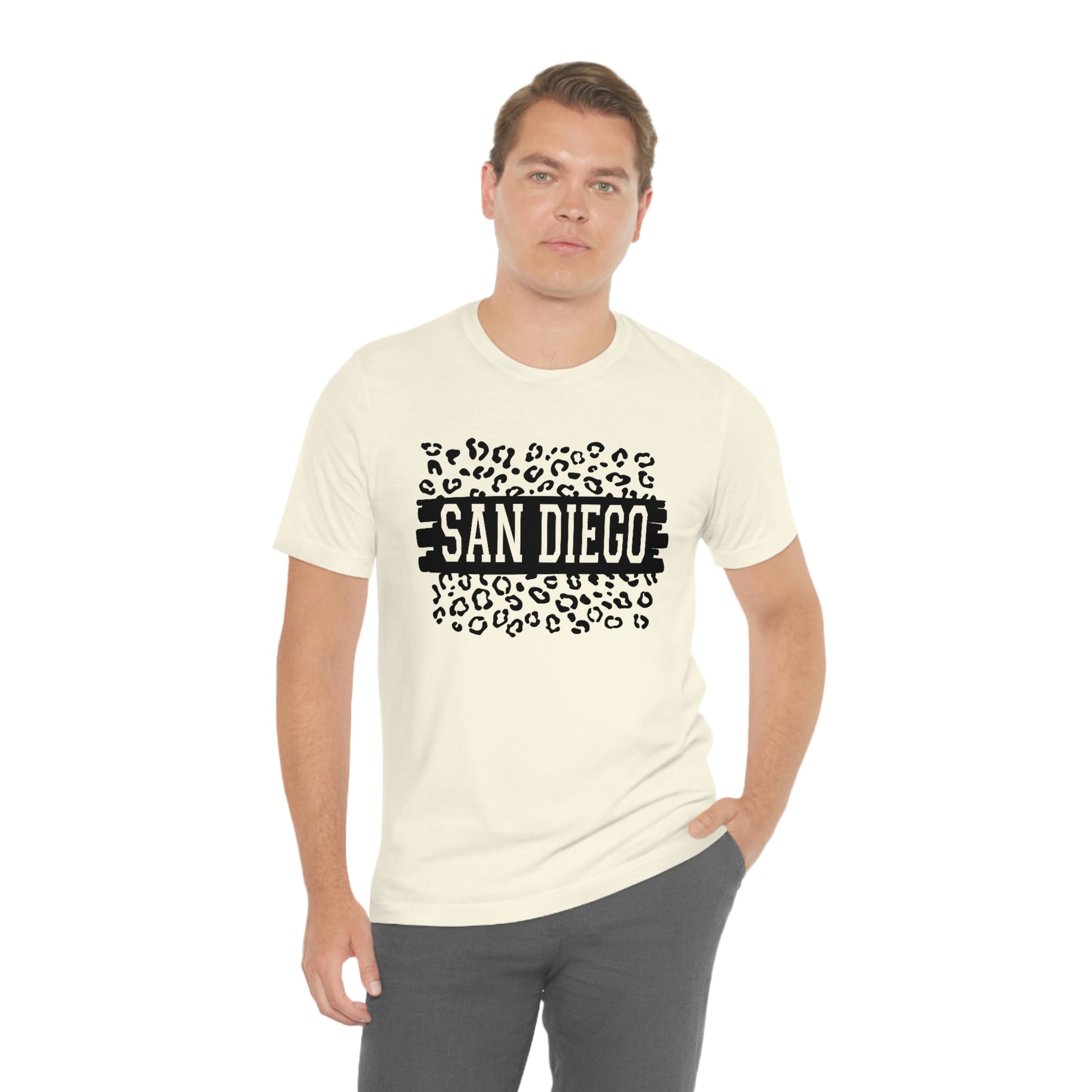 San Diego California Leopard Print Unisex Jersey Short Sleeve Tee Tshirt T-shirt